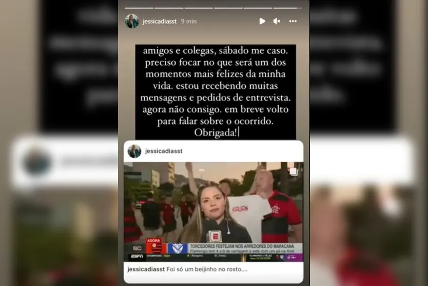  Jéssica Dias precisou se pronunciar nas redes sociais após enorme repercussão do caso 