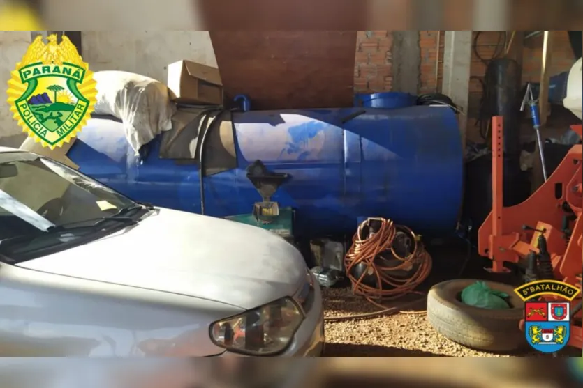  O diesel estava armazenado num barracão, no centro de Marilândia 