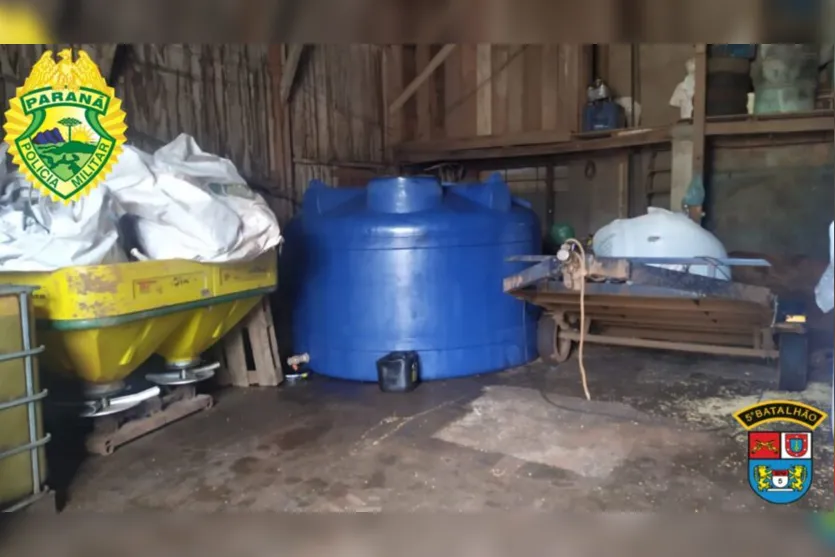  O diesel estava armazenado num barracão, no centro de Marilândia 