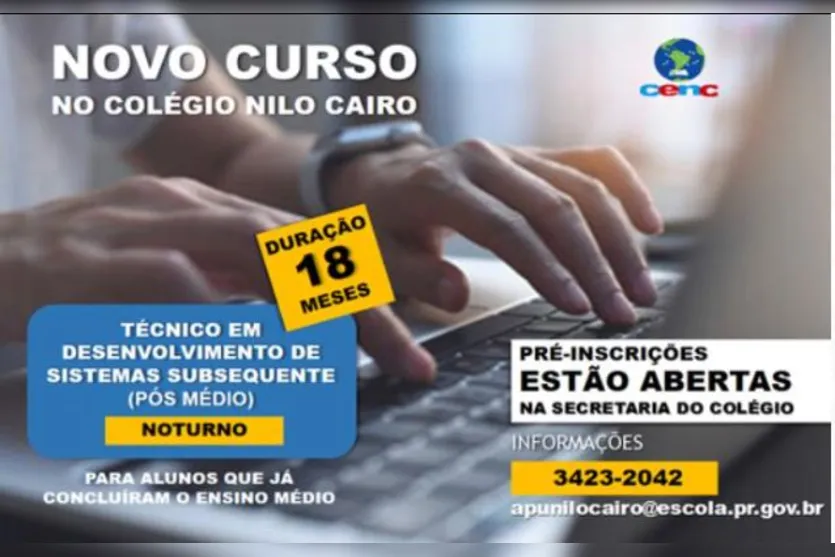 Colégio Nilo Cairo abre inscrições para cursos profissionalizantes