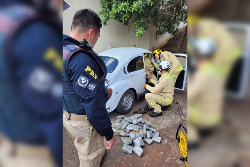 Droga estava escondida em um fundo falso no teto de um Fusca. 