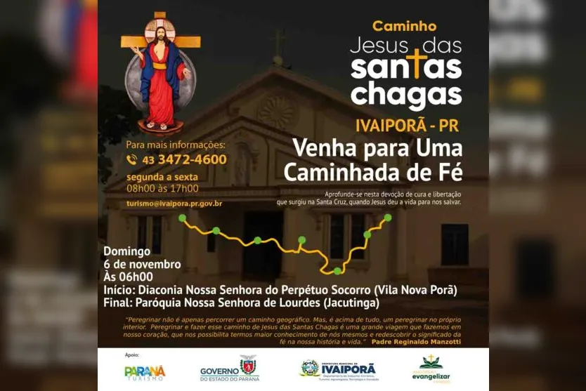 Ivaiporã abre inscrições para 1º Caminho de Jesus das Santas Chagas