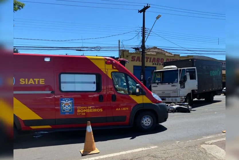  O Corpo de Bombeiros de Apucarana foi acionado e prestou atendimento ao motociclista 