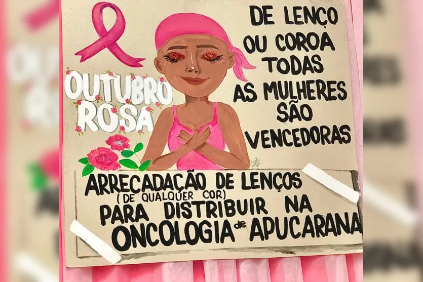  Roberta Britto criou campanha de arrecadação de lenços em Apucarana durante o Outubro Rosa 