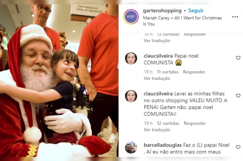 Comunista!': shopping põe segurança para Papai Noel do PT em