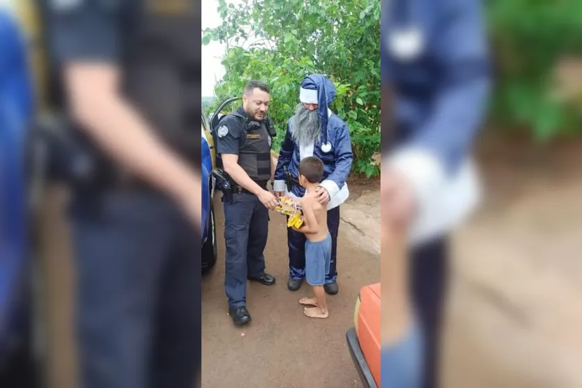  Ação da Guarda Municipal levou solidariedade a diversos bairros de Arapongas neste domingo de Natal (25) 