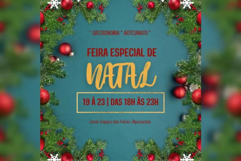 Feira de Natal funciona até sexta (23), em Apucarana; veja