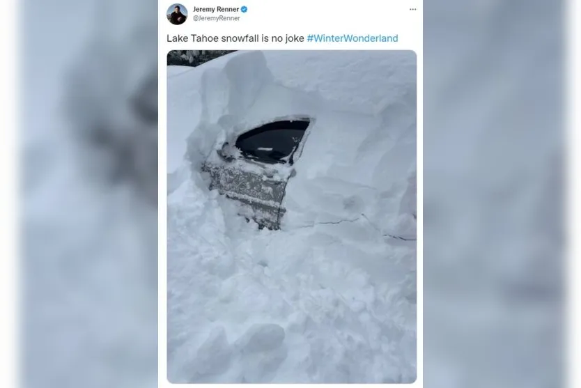  No Twitter, em uma postagem do dia 12 de dezembro, ele mostrou um carro todo coberto de neve, com a legenda "Neve em Lago Tahoe não é brincadeira" 