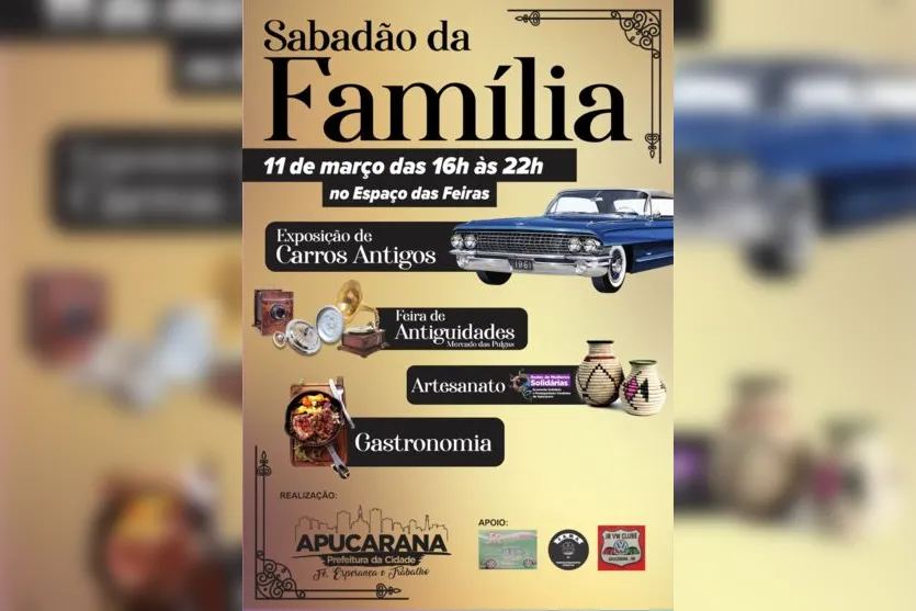 Veja a programação do 'Sabadão da Família', em Apucarana