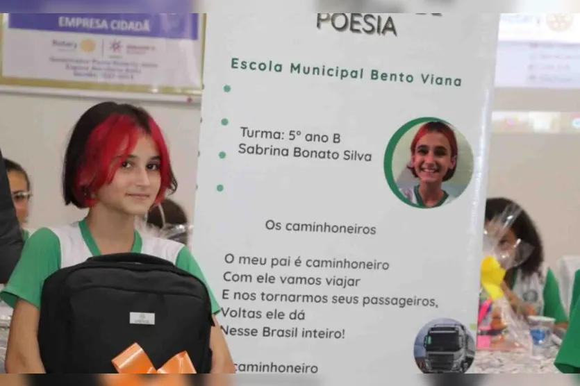  Sabrina Bonato Silva (Escola Municipal Bento Viana), que escreveu sobre Os Caminhoneiros 