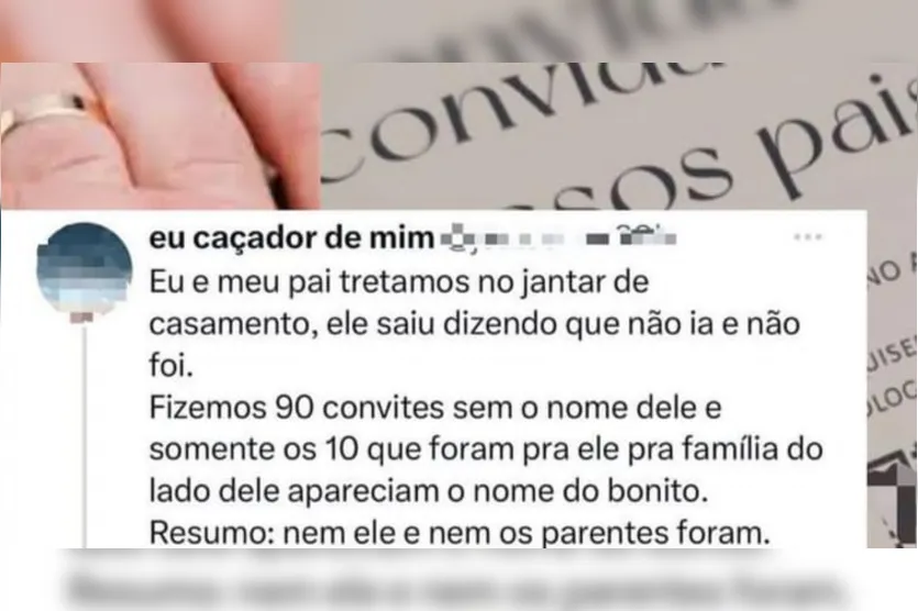 Noivos não convidam pais para casamento e geram polêmica: "Faz um pix"