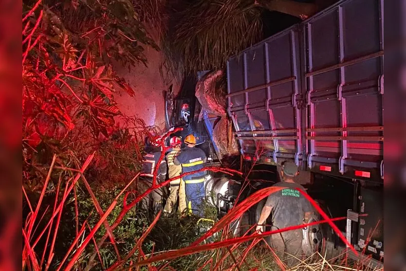  Bombeiros retiraram vítima do caminhão 