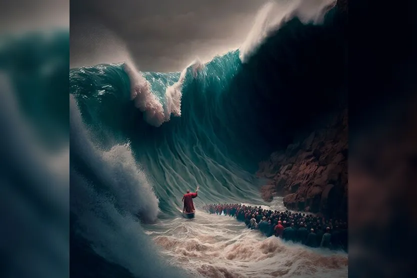  Representação de Moisés cruzando Mar Vermelho 
