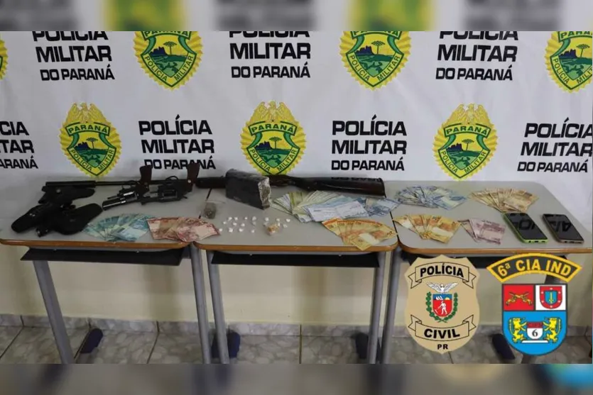  Polícia Militar e Civil apreendem drogas, armas e dinheiro em Ivaiporã 
