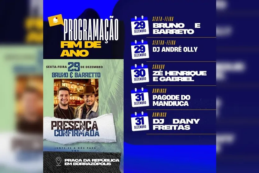 Prefeituras do Vale do Ivaí anunciam shows para a virada do ano; veja