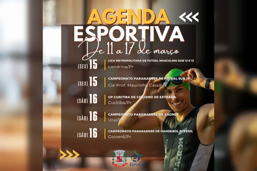 Confira os próximos eventos da agenda esportiva de Arapongas