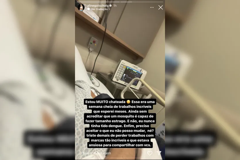 Ex-BBB Aline Gotschalg é internada na UTI e revela diagnóstico