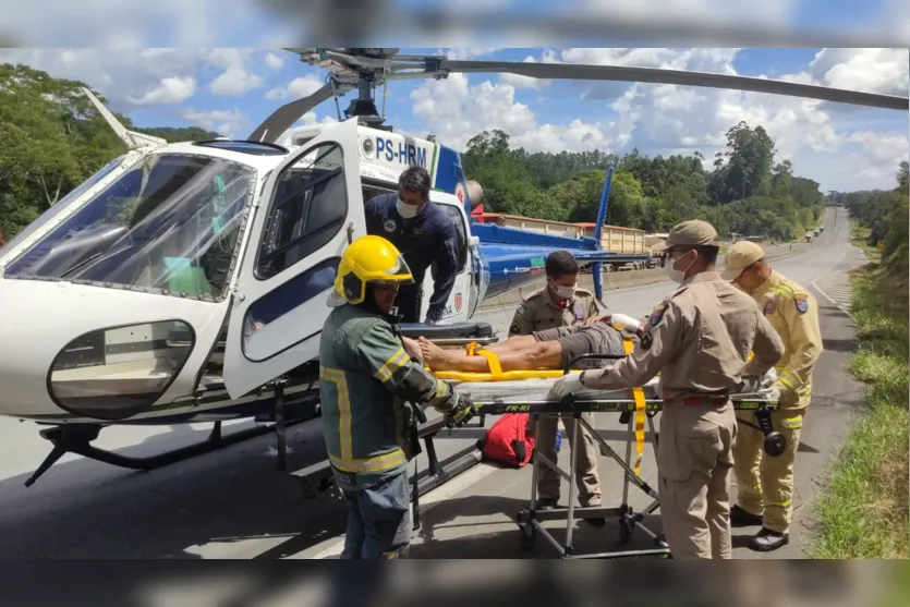  Motorista foi levado de helicóptero para Arapongas 