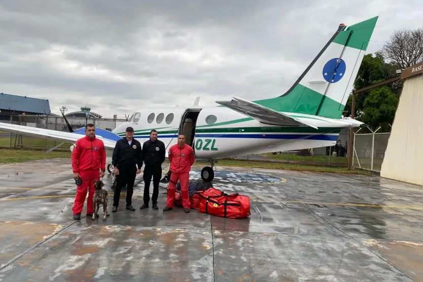  Cães e bombeiros do Paraná embarcam para o RS para ajudar em buscas 