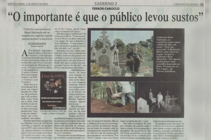 Filme de terror apucaranense, "A Bruxa do Cemitério" completa 20 anos