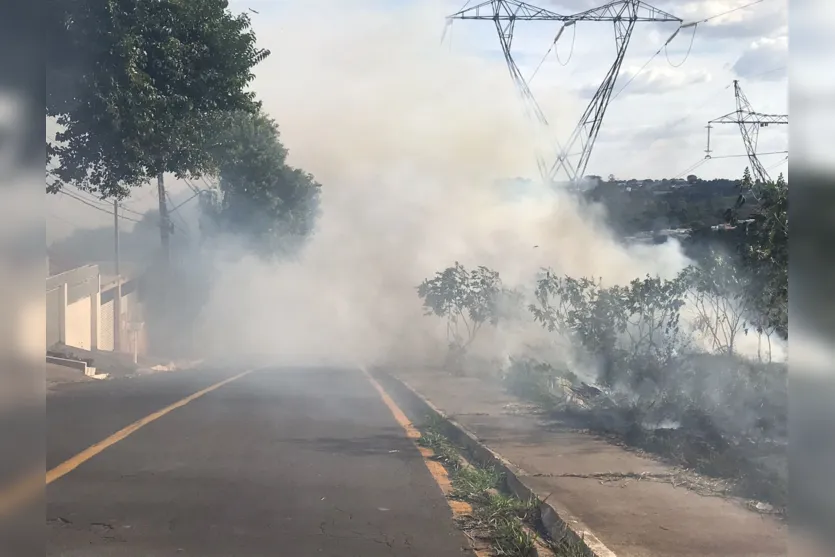 Incêndio atinge vegetação embaixo de torres de energia em Apucarana