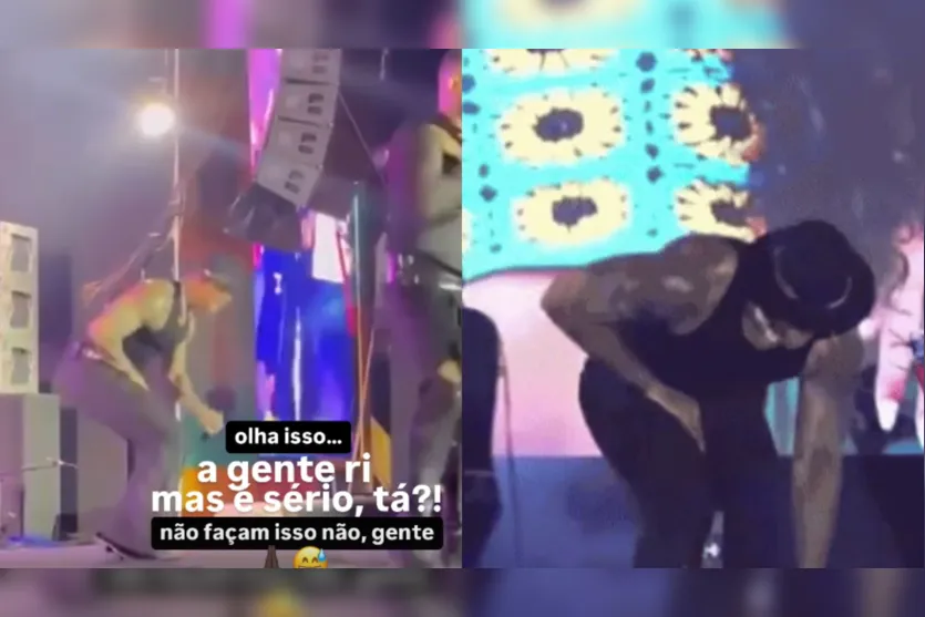 Fã joga celular nas partes íntimas de Leo Santana durante show