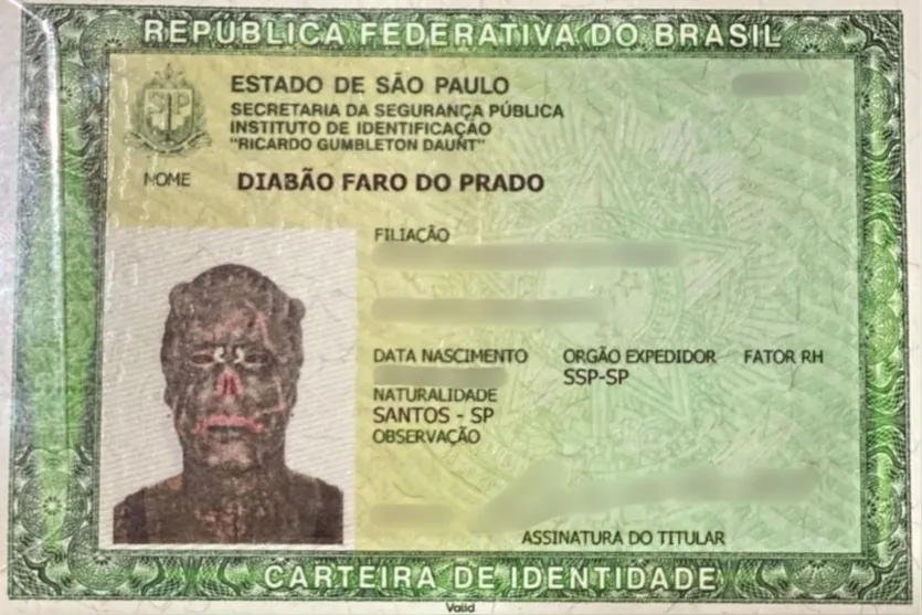  O RG de Diabão foi atualizado com nome e foto novos 