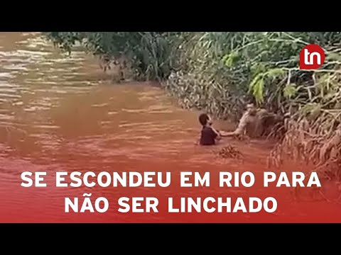 Rapaz suspeito de furtos pula dentro de rio com medo de ser linchado