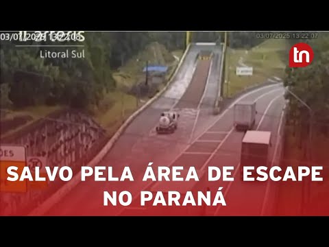 Vídeo mostra momento que caminhão entra em área de escape na BR-376