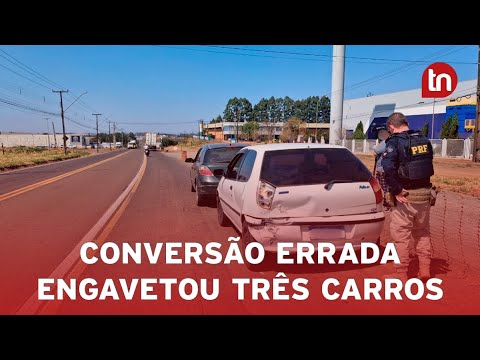 Engavetamento entre três veículos é registrado na Avenida Minas Gerais