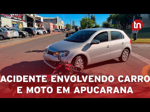 Motociclista de 42 anos fica ferido em acidente com carro em Apucarana