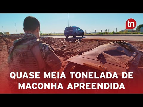 PRF prende traficante após capotar carro com quase 500 kg de maconha