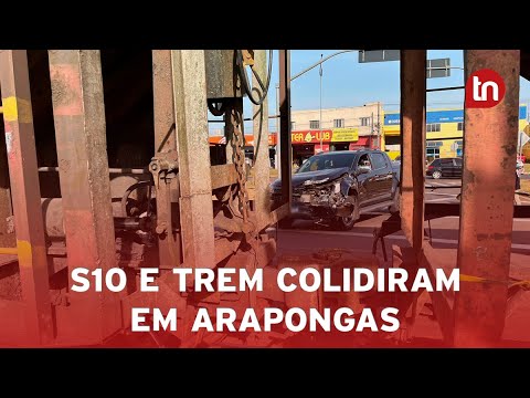 Vídeo flagra colisão entre trem e caminhonete em Arapongas