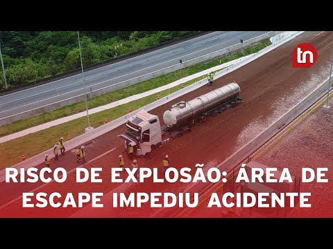 Caminhão-tanque com álcool perde os freios na serra da BR-376 no PR