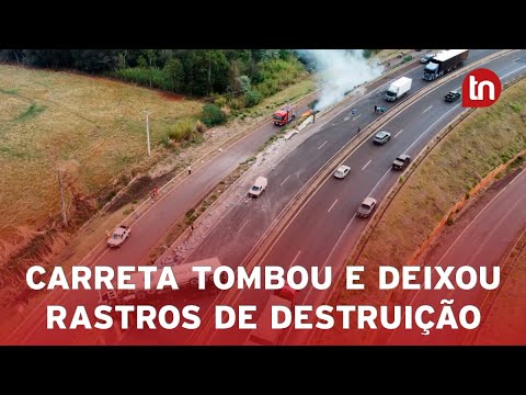 Carreta carregada com frangos congelados tomba na BR-376