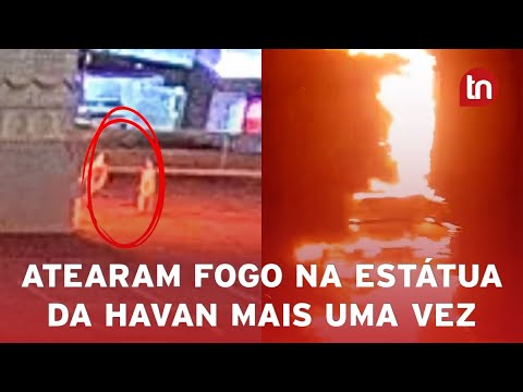 Pela terceira vez, incêndio criminoso destrói estátua da Havan