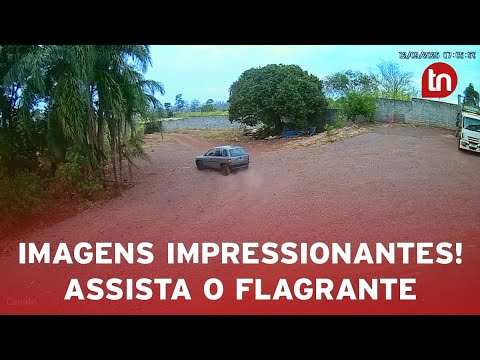 Vídeo mostra carro caindo em barranco de 25 metros em Apucarana