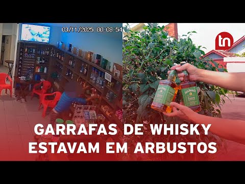 Garrafas de whisky furtadas em conveniência são encontradas em arbusto