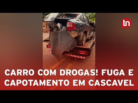 Fugitivo capota carro com 150 kg de maconha em Cascavel
