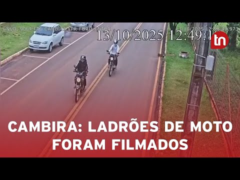 Ladrões de moto são filmados em Cambira fugindo sentido para Apucarana