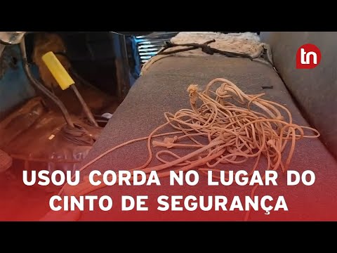 Motorista de caminhão usa corda no lugar do cinto de segurança no PR