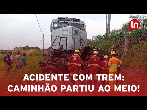 Caminhão parte ao meio após colisão com trem em Marilândia do Sul