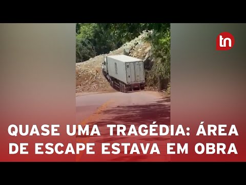 Motorista usa área de escape em construção para evitar tragédia em SC