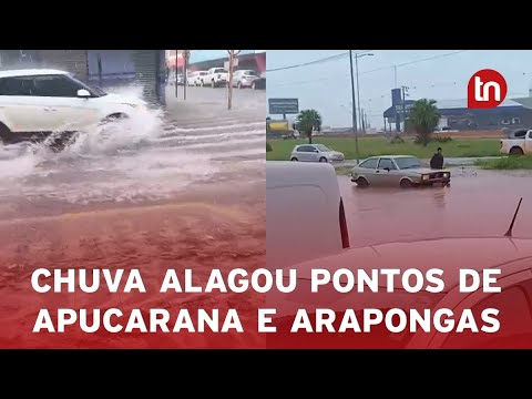 Chuva intensa deixa pontos alagados em Apucarana e Arapongas