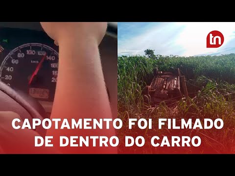 Passageiro filma carro a 140 km/h antes de capotar na BR-376 no PR