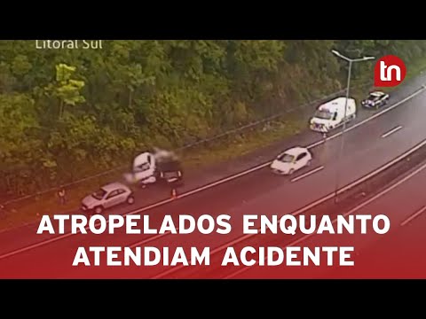 Policiais são atropelados durante atendimento de acidente em SC