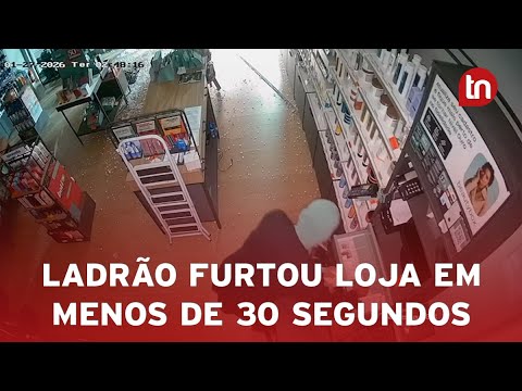 Ladrão quebra vidro e furta dinheiro e perfumes em loja do centro de Apucarana