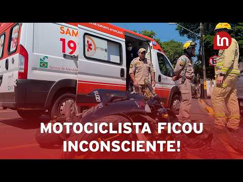 Colisão entre carro e moto no centro de Apucarana mobiliza equipes de socorro