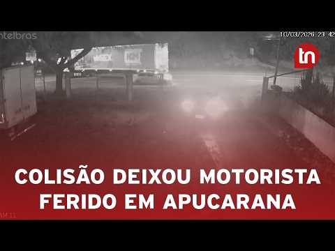 Colisão entre carro e caminhão deixa motorista ferido em Apucarana