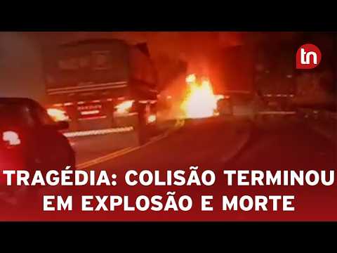 Colisão entre carro e caminhão causa explosão e morte no Paraná